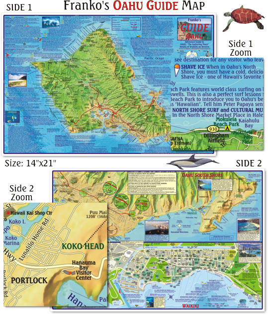 Franko Maps - Oahu Guide Map